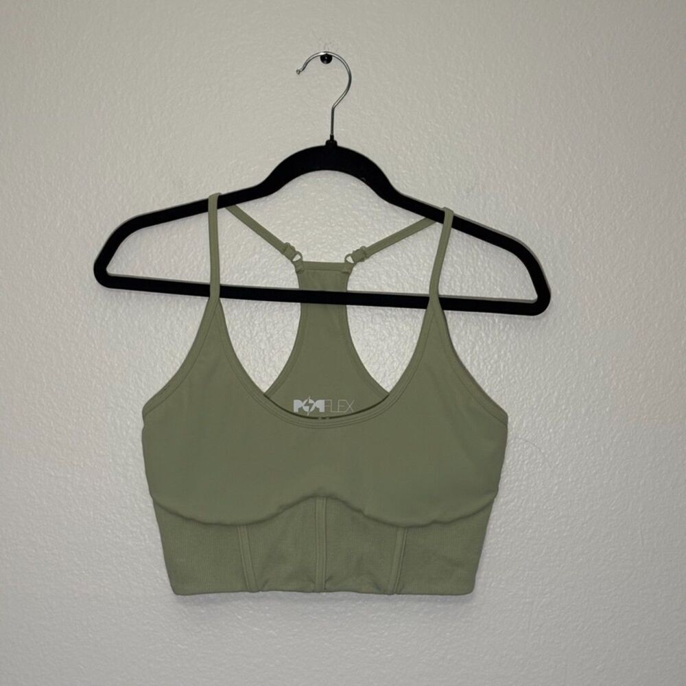 Popflex Plié Corset Crop Bralette Green Size Medium